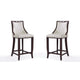 Emperor 41 in. Pearl White and Walnut Beech Wood Bar Stool (Set of 2)