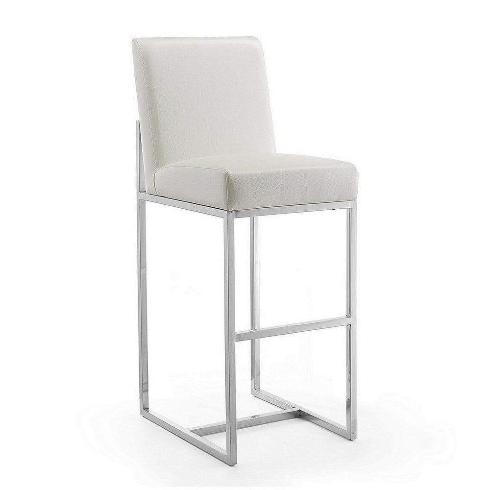 Element 42.13 in. Pearl White and Polished Chrome Stainless Steel Bar Stool (Set of 2) MHC-2-BS010-PW