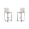 Element 42.13 in. Pearl White and Polished Chrome Stainless Steel Bar Stool (Set of 2)