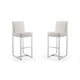 Element 42.13 in. Pearl White and Polished Chrome Stainless Steel Bar Stool (Set of 2)