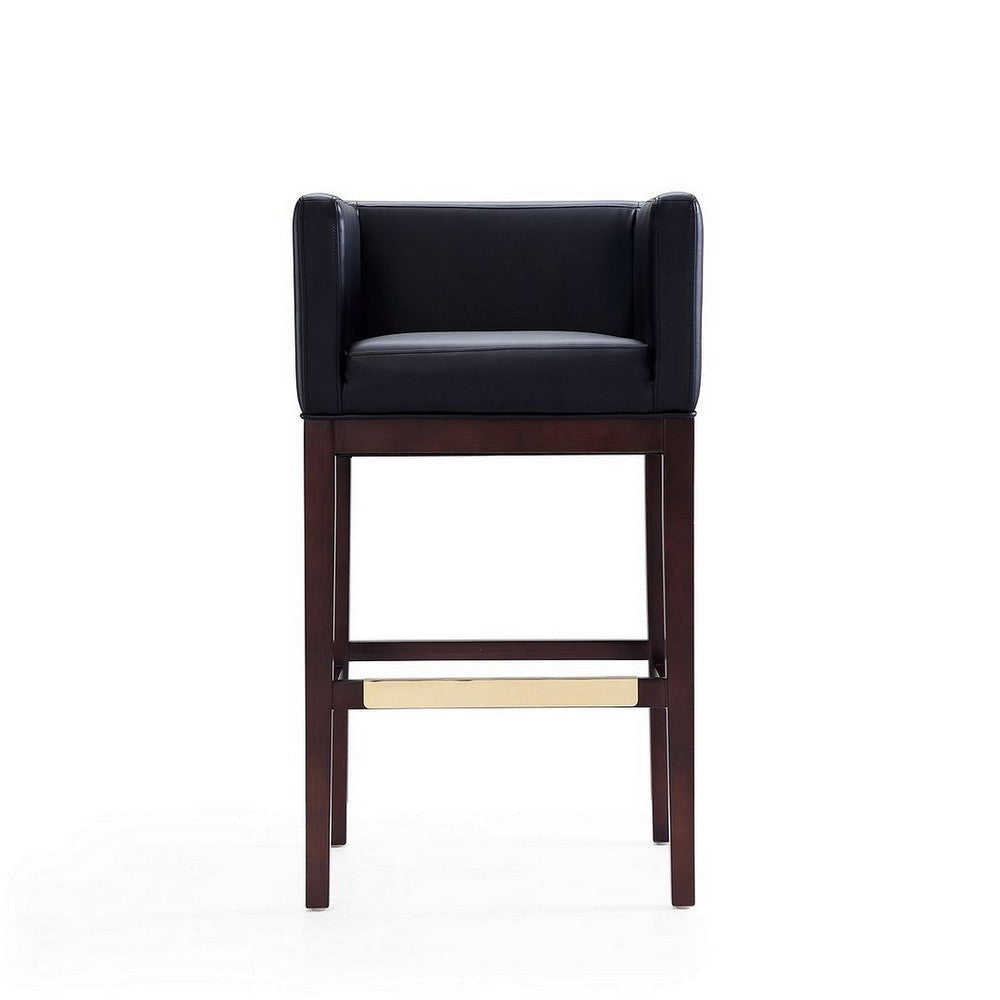 Kingsley 38 in. Black and Dark Walnut Beech Wood Barstool (Set of 2) MHC-2-BS012-BK