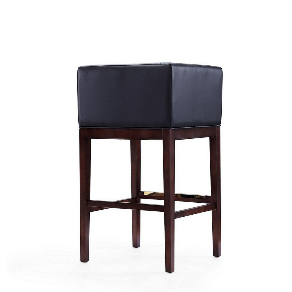 Kingsley 38 in. Black and Dark Walnut Beech Wood Barstool (Set of 2) MHC-2-BS012-BK