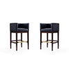 Kingsley 38 in. Black and Dark Walnut Beech Wood Barstool (Set of 2)