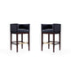 Kingsley 38 in. Black and Dark Walnut Beech Wood Barstool (Set of 2)