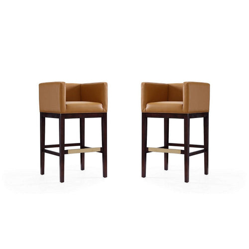 Kingsley 38 in. Camel and Dark Walnut Beech Wood Barstool (Set of 2)