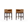 Kingsley 38 in. Camel and Dark Walnut Beech Wood Barstool (Set of 2)
