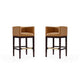 Kingsley 38 in. Camel and Dark Walnut Beech Wood Barstool (Set of 2)