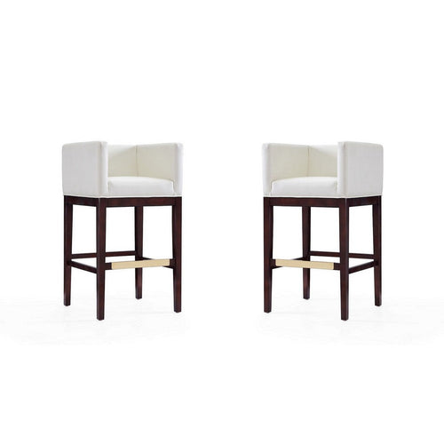 Kingsley 38 in. Ivory and Dark Walnut Beech Wood Barstool (Set of 2)