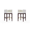 Kingsley 38 in. Ivory and Dark Walnut Beech Wood Barstool (Set of 2)