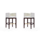Kingsley 38 in. Ivory and Dark Walnut Beech Wood Barstool (Set of 2)