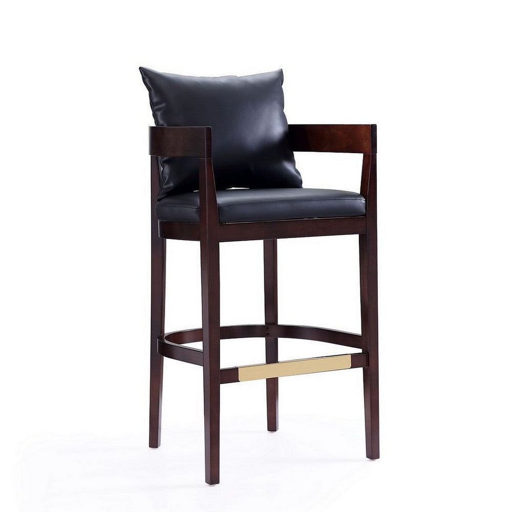 Ritz 38 in. Black and Dark Walnut Beech Wood Barstool (Set of 2) MHC-2-BS013-BK