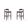 Klismos 40.75 in. Black and Dark Walnut Beech Wood Barstool (Set of 2)