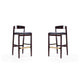 Klismos 40.75 in. Black and Dark Walnut Beech Wood Barstool (Set of 2)