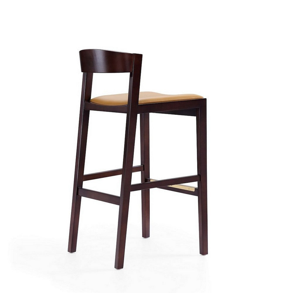 Klismos 40.75 in. Camel and Dark Walnut Beech Wood Barstool (Set of 2) MHC-2-BS014-CL