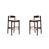 Klismos 40.75 in. Camel and Dark Walnut Beech Wood Barstool (Set of 2)