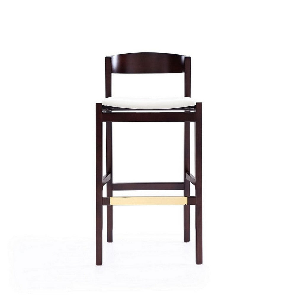 Klismos 40.75 in. Ivory and Dark Walnut Beech Wood Barstool (Set of 2) MHC-2-BS014-IV