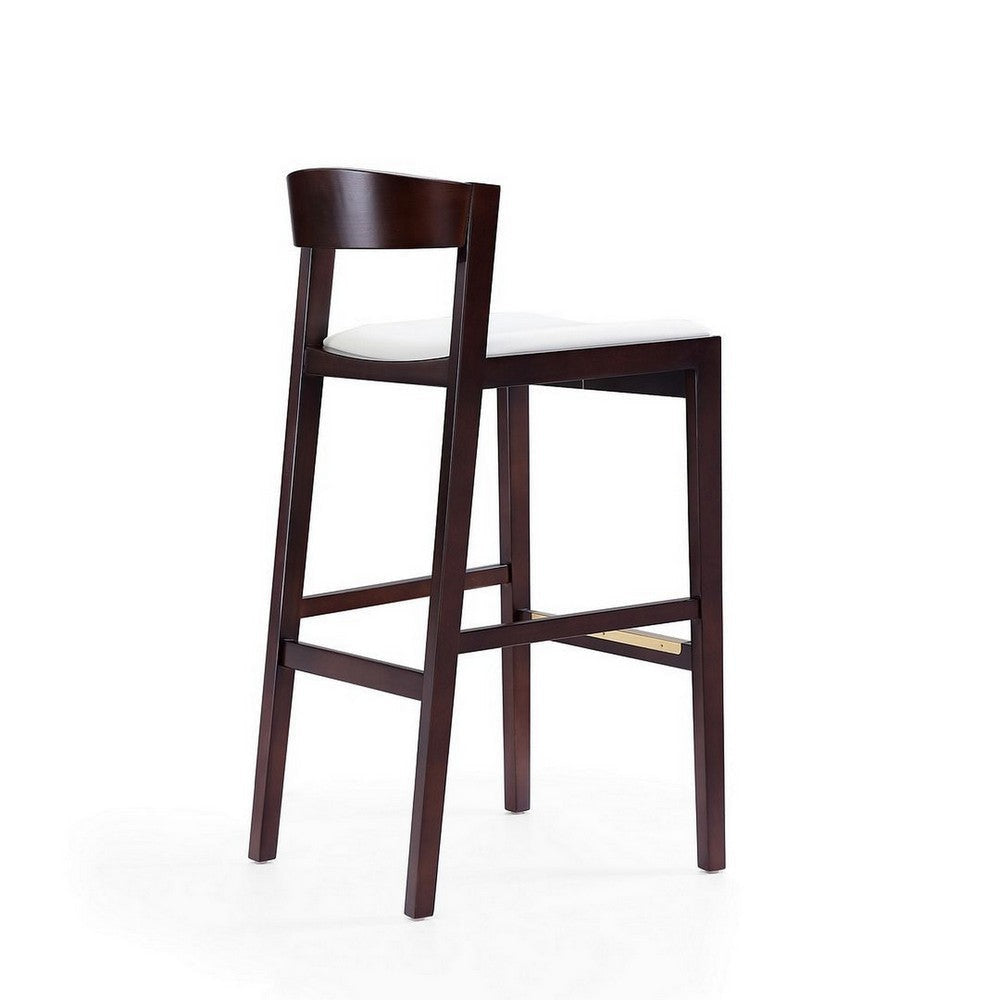 Klismos 40.75 in. Ivory and Dark Walnut Beech Wood Barstool (Set of 2) MHC-2-BS014-IV