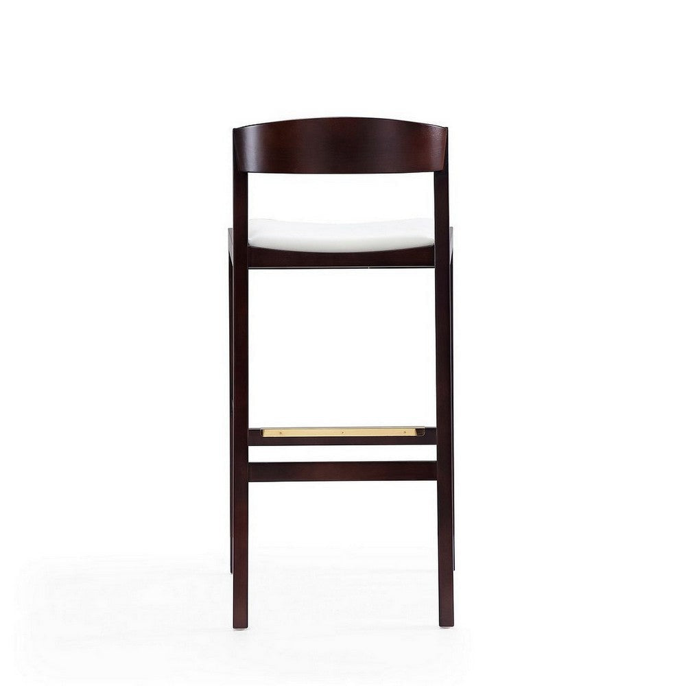 Klismos 40.75 in. Ivory and Dark Walnut Beech Wood Barstool (Set of 2) MHC-2-BS014-IV