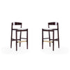 Klismos 40.75 in. Ivory and Dark Walnut Beech Wood Barstool (Set of 2)