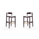 Klismos 40.75 in. Ivory and Dark Walnut Beech Wood Barstool (Set of 2)
