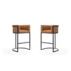 Cosmopolitan 37.8 in. Camel and Black Metal Barstool (Set of 2)