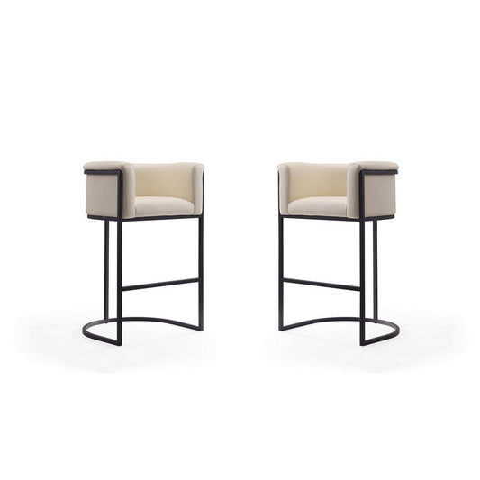 Cosmopolitan 37.8 in. Cream and Black Metal Barstool (Set of 2)