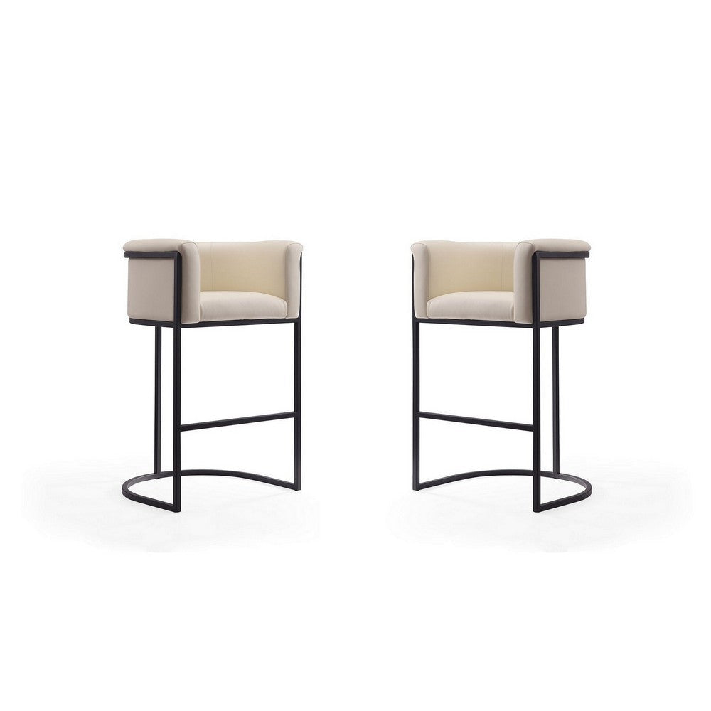 Cosmopolitan 37.8 in. Cream and Black Metal Barstool (Set of 2)