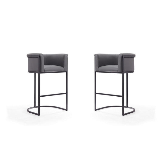 Cosmopolitan 37.8 in. Grey and Black Metal Barstool (Set of 2)
