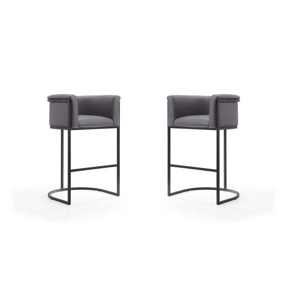 Cosmopolitan 37.8 in. Grey and Black Metal Barstool (Set of 2)