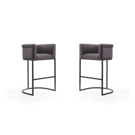 Cosmopolitan 37.8 in. Pebble and Black Metal Barstool (Set of 2)