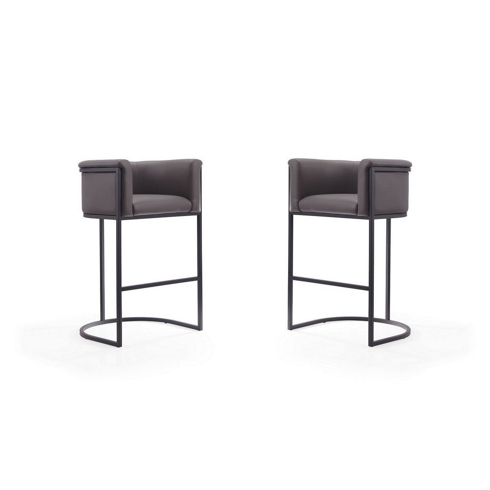 Cosmopolitan 37.8 in. Pebble and Black Metal Barstool (Set of 2)