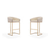 Louvre 40 in. Cream and Titanium Gold Stainless Steel Barstool (Set of 2)