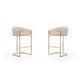 Louvre 40 in. Cream and Titanium Gold Stainless Steel Barstool (Set of 2)