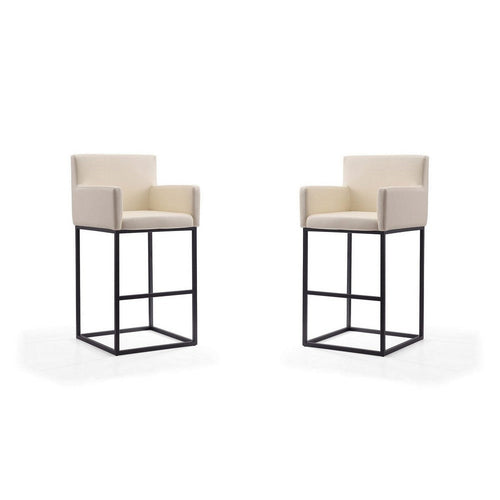 Ambassador 42 in. Cream and Black Metal Barstool (Set of 2)