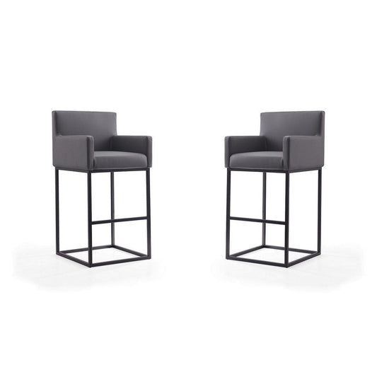 Ambassador 42 in. Grey and Black Metal Barstool (Set of 2)