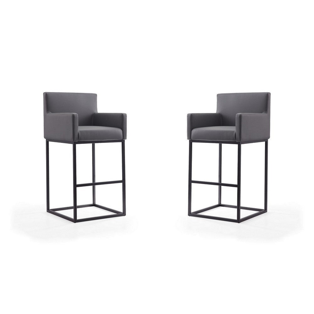 Ambassador 42 in. Grey and Black Metal Barstool (Set of 2)
