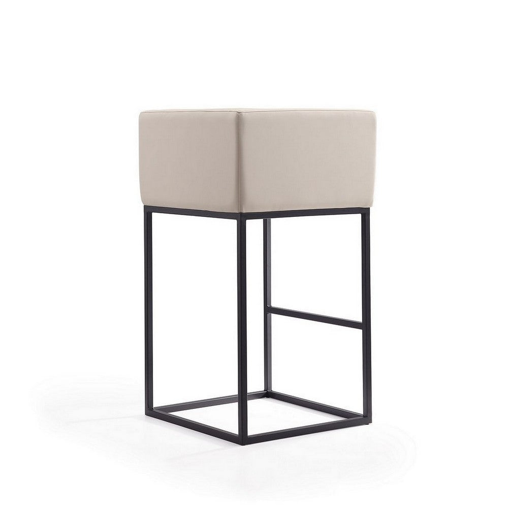 Embassy 38 in. Cream and Black Metal Barstool (Set of 2) MHC-2-BS018-CR