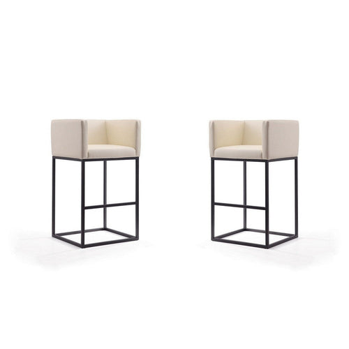 Embassy 38 in. Cream and Black Metal Barstool (Set of 2)