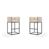 Embassy 38 in. Cream and Black Metal Barstool (Set of 2)