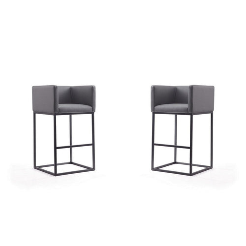 Embassy 38 in. Grey and Black Metal Barstool (Set of 2)