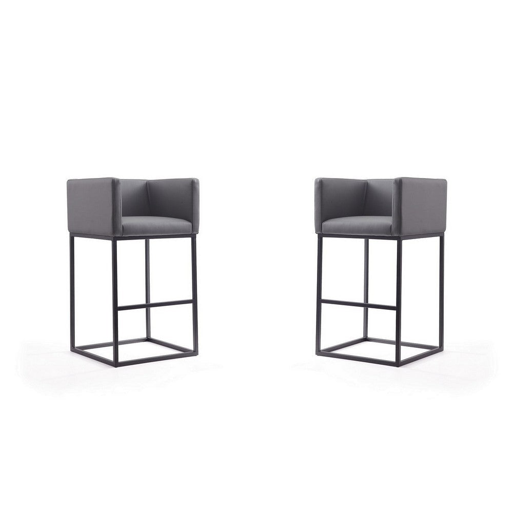 Embassy 38 in. Grey and Black Metal Barstool (Set of 2)