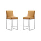 Element 37.2 in. Camel and Polished Chrome Stainless Steel Counter Height Bar Stool (Set of 2)