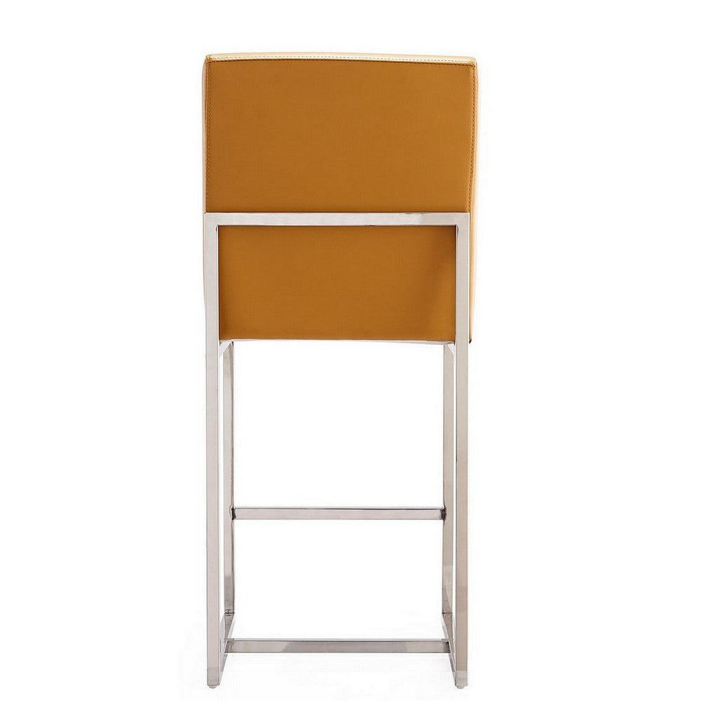 Element 37.2 in. Camel and Polished Chrome Stainless Steel Counter Height Bar Stool (Set of 2) MHC-2-CS003-CL