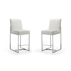 Element 37.2 in. Pearl White and Polished Chrome Stainless Steel Counter Height Bar Stool (Set of 2)