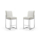 Element 37.2 in. Pearl White and Polished Chrome Stainless Steel Counter Height Bar Stool (Set of 2)