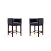 Kingsley 34 in. Black and Dark Walnut Beech Wood Counter Height Bar Stool (Set of 2)