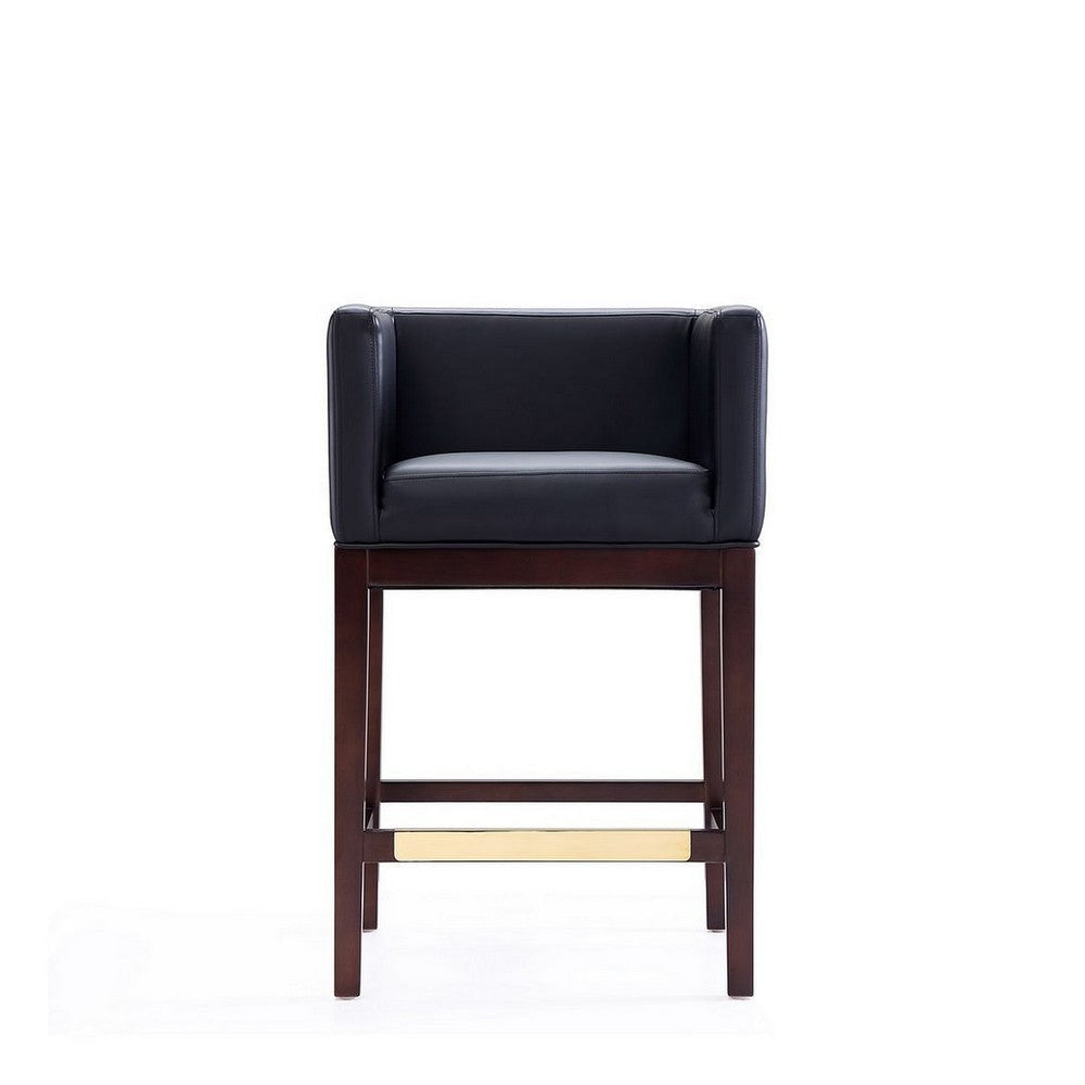 Kingsley 34 in. Black and Dark Walnut Beech Wood Counter Height Bar Stool (Set of 2) MHC-2-CS005-BK