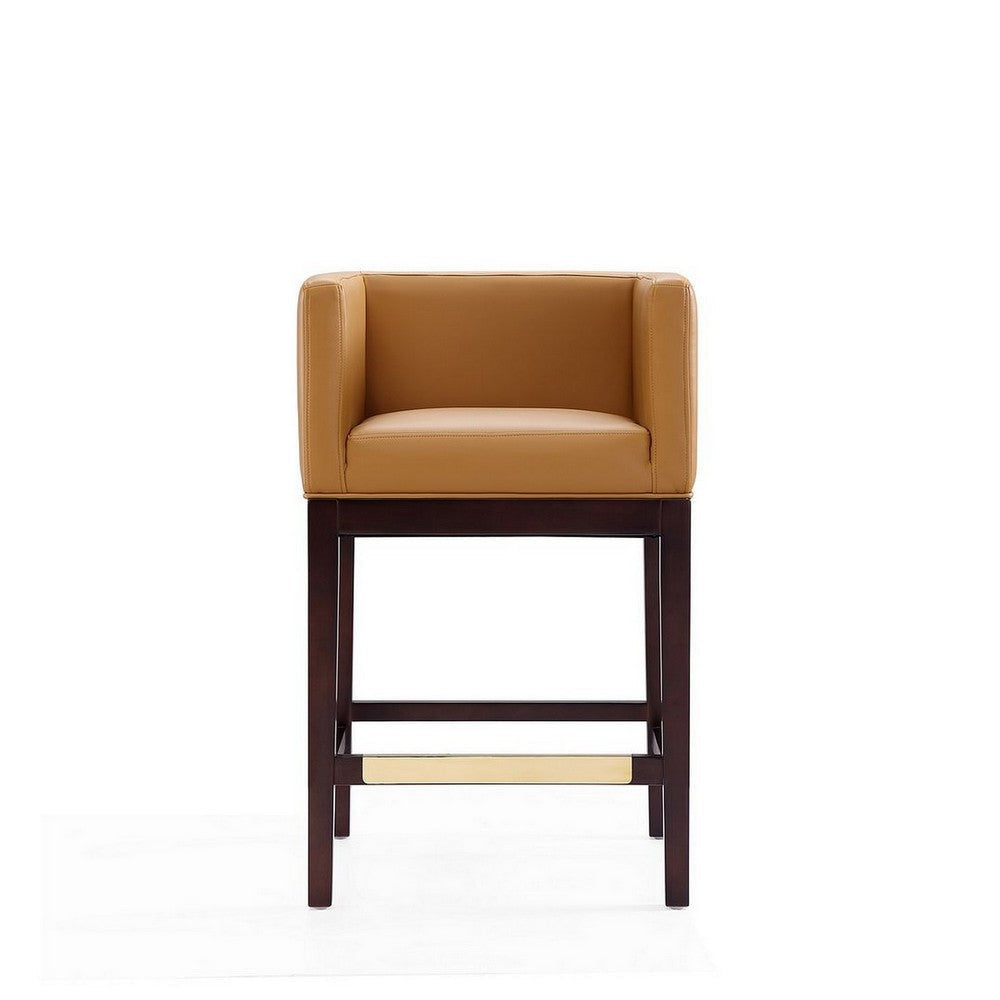 Kingsley 34 in. Camel and Dark Walnut Beech Wood Counter Height Bar Stool (Set of 2) MHC-2-CS005-CL