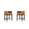 Kingsley 34 in. Camel and Dark Walnut Beech Wood Counter Height Bar Stool (Set of 2)