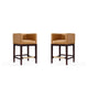 Kingsley 34 in. Camel and Dark Walnut Beech Wood Counter Height Bar Stool (Set of 2)